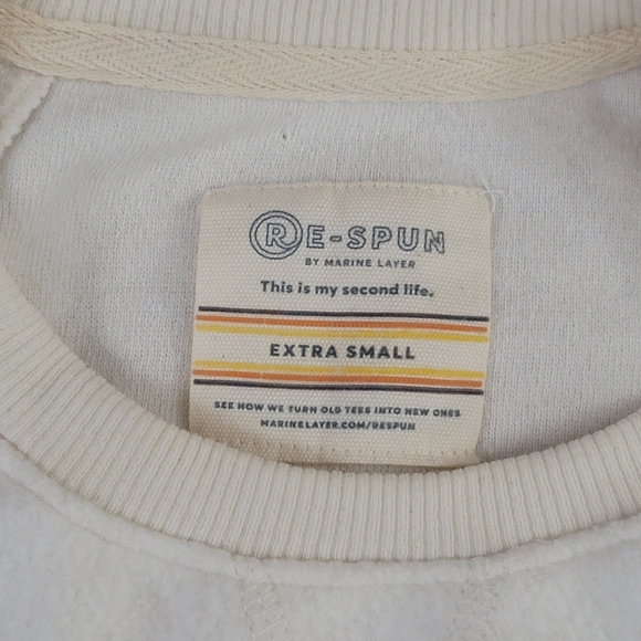 Marine Layer White Re-Spun Sweater with Stripes - Picture 4 of 7